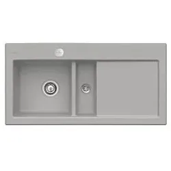 Villeroy und Boch Subway Flächenbündige Spüle 67702FKD Becken links, mit Ablaufgarnitur und Excenterbetätigung, Fossil