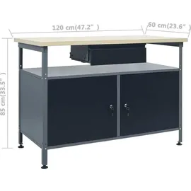 vidaXL Werkbank mit 3 Werkzeugwänden und 1 Wandschrank