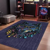 bamyum Fearless Gamer-Teppich, Bedruckter Teppich Chenille-Druck Maschinell Hergestellt für Spielzimmer, Gamer-Teppiche für Schlafzimmer, Videospiel-Teppich, Waschbarer Teppich Gaming-Teppich 120x180