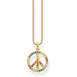 Thomas Sabo KE2170-996-7-L55v Damen-Halskette Peace-Zeichen Goldfarben Bunt
