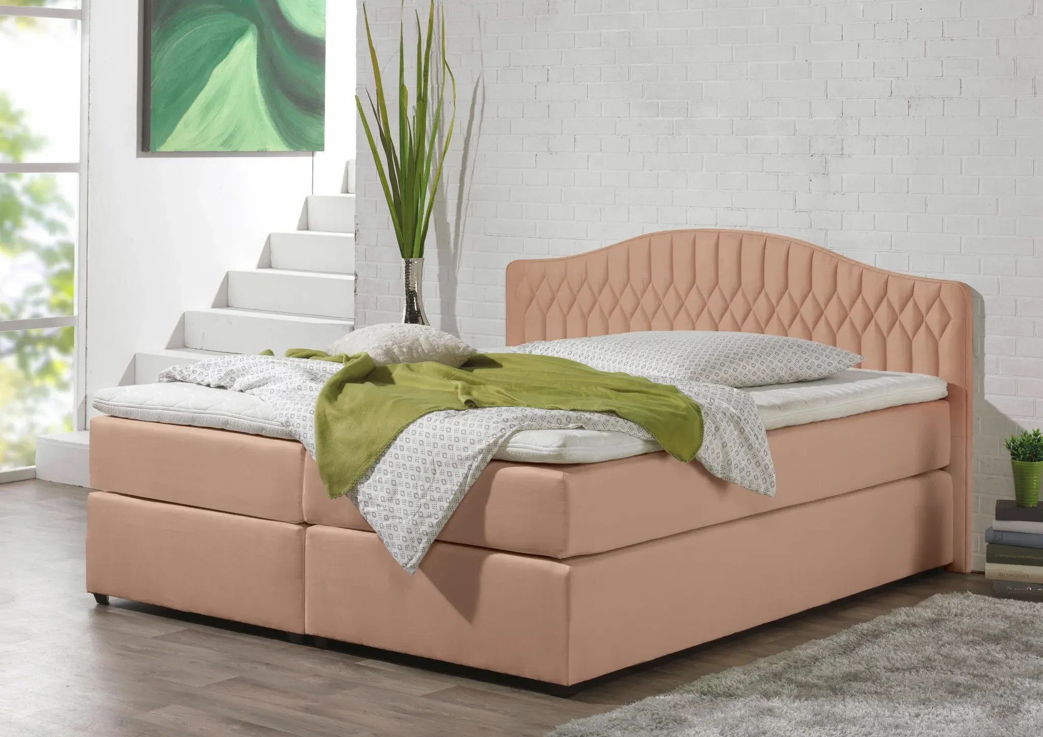 Boxspringbett MAINTAL, braun (cappuccino), Liegefläche B/L: 160cm x 200cm, H2 + H2, 5-Zonen-Tonnentaschen-Federkernmatratze, Seitliche Einfassung Unterbox und Obermatratze: Mikrovelours (100% Polyester);Spiegelfläche der Unterbox und Obermatratze: 100% Polyester, Komplettbetten, Boxspringbett, in diversen Ausführungen