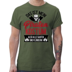 Shirtracer T-Shirt Das ist mein Piraten Kostüm – schwarz/rot Karneval Outfit grün S