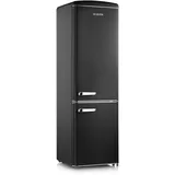 Severin Retro Kühl- & Gefrierkombination, Kühlschrank im Retro-Design mit Chrom-Applikationen, LED-Beleuchtung, 1-7°C, 244 L Nettovolumen, nur 39 dB, schwarz, RKG 8918 [EEK D]