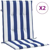 VidaXL Niedriglehner-Auflagen 2 Stk. Blau & Weiß Gestreift Stoff