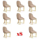JVmoebel Esszimmerstuhl Stuhl Set 8x Sessel Edelstahl Textil Polster Stühle Gastro Esszimmer, Made in Europa rosa