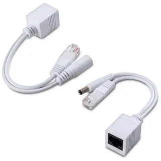 kwmobile Passive Power Over Ethernet PoE Adapter Kabel Set - Injektor + Splitter Kabel für Netzwerk, IP Telefon und IP Kamera
