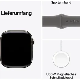 Apple Watch Series 10 GPS + Cellular 46 mm Titangehäuse natur Sportarmband steingrau S/M