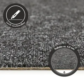 Andiamo Teppichboden ANDIAMO "Carlos, Feinschlinge, Gesamthöhe 6,5 mm, Made in Netherlands", grau (anthrazit), B:500cm L:200cm, Polypropylen, Teppiche, melierte Optik, Breite 200, 400 cm oder 500 cm, strapazierfähig