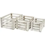 Mendler Holzkiste 3er Set shabby weiß