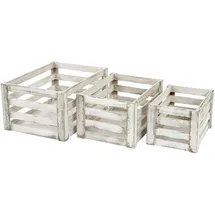 Mendler Holzkiste 3er Set shabby weiß