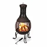 Relaxdays Aztekenofen Stahl 89 x 45 x 45 cm Rot-Bronze/Braun