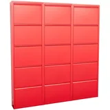 VCM ebuy24 Pisa Schuhschrank mit 15 Klappen in Metall Rot