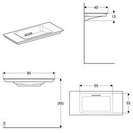 Geberit One Waschtisch 90 x 40 cm weiß/weiß Tect (500395013)
