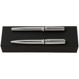 HUGO BOSS Stifte-Set Gear mit Kugelschreiber & Füller (Gratis Gravur), Silber | Aus Messing | Ideales Geschenk | Kuli | SKU: HPBR967B | Penoblo