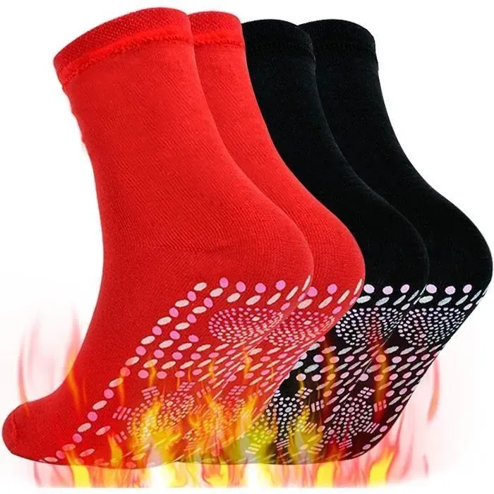 2 Paires Chaussettes Auto-chauffantes,Chaussettes Chauffantes,Chaussettes Chaude,Unisexe pour Randonnée Ski Pêche