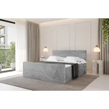 altdecor Boxspringbett mit Fußteil - TOLO-Z 160x200 Cord - Hellgrau - Komplett-Set mit Bonell-Federkernmatratze und Topper, Polsterbett mit H3 Mat... - Hellgrau