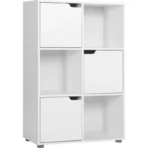 Woltu Bücherregal Bücherschrank Standregal Aufbewahrungregal Raumteiler Büroregal Aktenschrank, mit 3 Türen, 6 Fächer, 29 x 91 x 59,6 cm,Weiß SK001ws