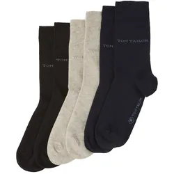 TOM TAILOR Damen Socken aus Bio-Baumwolle im 6er-Pack, grau, Uni, Gr. 35-38