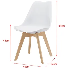 [en.casa] Esszimmerstuhl Fläten Kunstleder Weiß 6er Set