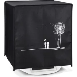 kwmobile Hülle kompatibel mit Thermomix TM5 / TM6 - Küchenmaschine Abdeckhaube - in Weiß Schwarz Pusteblume Love