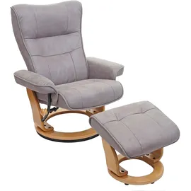 MCA Furniture Relaxsessel Edmonton Stoff/Textil 130 kg belastbar 130 x 130 x 130 cm hellgrau/naturbraun mit Hocker