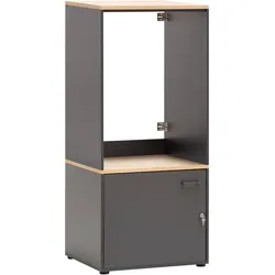 Mehrzweckschrank-Set SCHILDMEYER "Solea", schwarz (anthrazit, eichehellfarben), Holzwerkstoff, Kastenmöbel-Sets, Breite 134 cm, Stapelbare Schränke, Metallbeschläge, Türschloss