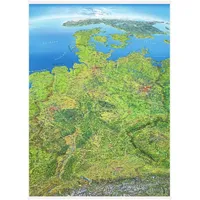 Interkart Verlag Panoramakarte Deutschland: einseitig laminiert, mit Leisten oben und unten: Poster beleistet
