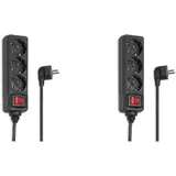 Hama Steckdosenleiste 3-Fach (Mehrfachsteckdose mit EIN- und Aus Kipp-Schalter, Steckerleiste mit 3m Kabellänge, Verteilersteckdose) Schwarz (Packung mit 2)