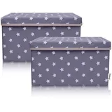 Lifeney Aufbewahrungsbox 2er Set Dunkelgrau Stern 37 x 25 x 21 cm grau