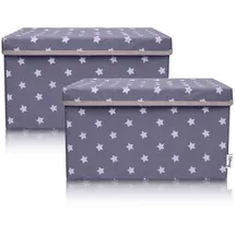 Lifeney Aufbewahrungsbox 2er Set Dunkelgrau Stern 37 x 25 x 21 cm grau