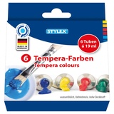 Stylex 28800 - Temperafarben im Set, 6 Tuben á 19 ml, gebrauchsfertige Schulmalfarbe, auch für Kinder geeignet