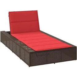 vidaXL Sonnenliege mit schwebender Auflage Braun Poly Rattan