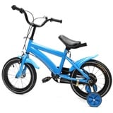 Futchoy Kinderfahrrad - 14 Zoll Kinderrad mit Stützräder ab 3-6 Jahre - Lenkrad und Sattel höhenverstellbar - Jungen & Mädchen - Kettenschutz - Laufrad (Blau)