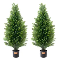Vevor Künstlicher Formschnittbaum aus Zeder, 91,4 cm hoch (2 Stück), mit zusätzlichen Blättern und Topf, künstliche immergrüne Kiefern-Zypressenpflanze, UV-geschütztes künstliches Grünset