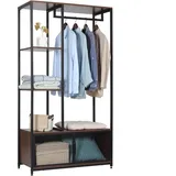 Woltu Kleiderständer, mit Lagerschrank Kleiderschrank Offener aus Holz und Metall, für Schlafzimmer,