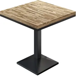 MPA | Bistro Massiv Tisch | Quadratisch | 70 x 70 x 81 cm | Eiche / Schwarz