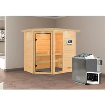 Karibu Jada inkl. 9 kW Bio-Kombiofen + ext. Steuerung + mit Dachkranz