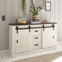 Home Affaire Sideboard HOME AFFAIRE "SHERWOOD", weiß (pinie weiß dekor), B:161cm H:91cm T:43cm, Sideboards, Sideboard, Holz Dekor, mit Scheunentorbeschlag und Apothekergriffen, Breite 161cm