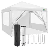 COBIZI Pavillon 3x3 Wasserdicht Stabil Winterfest Partyzelt 3x3 mit 4 Seitenteilen Pop Up Faltpavillon UV Schutz 50+ Gartenpavillon Mit Transporttasche, 8X Heringe und 4X Windseil, Weiß