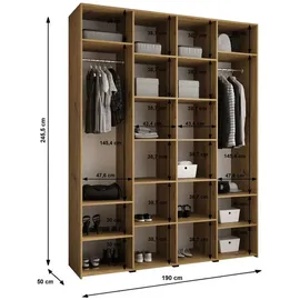 abiks möbel Drehtürenschrank COMO 190 x 245,5 x 50 cm Gold
