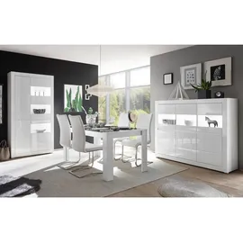 furn.design Highboard "Nobile" weiß Hochglanz grau 164 x 131 cm,