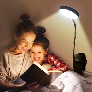 Leselampe Bett,5 Helligkeit+5 Farbe Klemmlampe Bett,400 Lumen 36 LED Lampe Akku Lampe mit 1800mAh Batterie,Bettlampe Klemmleuchte,Buchlampe LED Leselampe Kinder,Leselicht Buch Leselampe Buch Klemme