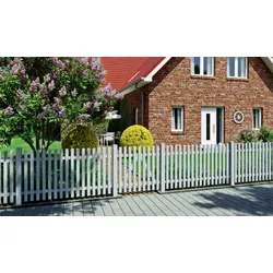 Staketenzaun Kunststoff Serie Ammersee  - Gartenzäune aus Vollkunststoff mit 9 verschiedenen Elementen in Grau Struktur