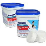 Astral Pool Multi Action Plus 10 Kg Langsam lösliche 250g Chlortabletten Langzeitdesinfektion Pool-Wasser Dauer-chlorung Langzeittab Chlortablette Multifunktionstablette