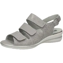 bama Damen hochwertige Echtleder-Sandalen Sommer-Schuhe mit Schnallen-Verschluss 1004033 Grau - 36