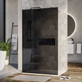 Bernstein Duschabtrennung Walk-In Nano EX101 Graues Glas 8mm Wandprofil Schwarz 120cm