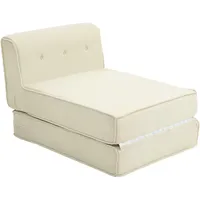 Homcom Bodensofa 2-in-1 Klappbar Schlafsofa mit Kordoptik, Gepolstert Sofabett bis 240 kg belastbar für Wohnzimmer, Schlafzimmer, Cremeweiß