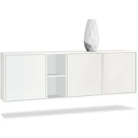 Vladon Cuba 182 x 53 x 35 cm Weiß matt / Schwarz matt