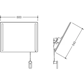 Hewi 801 Kipp-Lichtspiegel LED 801.01.40097 600x540x6mm, lichtgrau