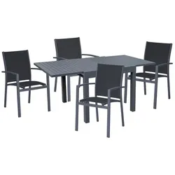 GARDEN PLEASURE Tischgruppe »ELENA«, 5-tlg., Dunkelgrau, Aluminium, Kunststoff